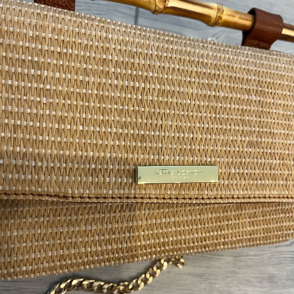 Katie Loxton London Elegant Tan Woven Straw Crossbody Bag with Gold Chain - Picture 8 of 15